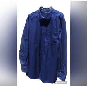 Men's George Navy Blue Button Down Shirt Long Sleeves Size XL (46-48)